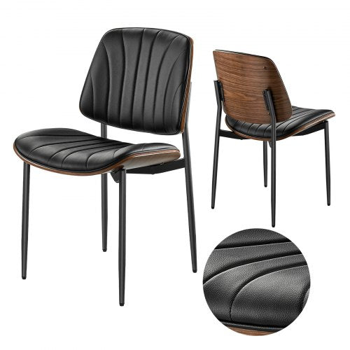 2er Set Esszimmerstühle moderner Leder Küchenstuhl Metallbeine schwarz