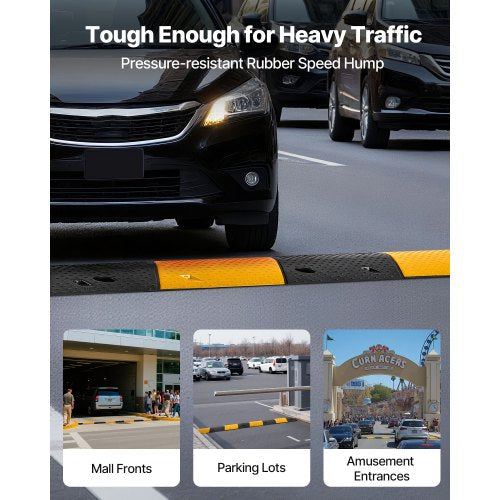 1000 mm gummifarthinder, 2-pack, 2-kanals kraftigt trafikhinder, 9 979 kg/axellastkapacitet, vajerskyddsramp med expansionsskruvar, för asfaltbetong, grusuppfart och väg |  EU