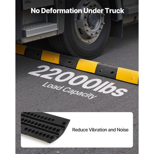 1000 mm gummifarthinder, 2-pack, 2-kanals kraftigt trafikhinder, 9 979 kg/axellastkapacitet, vajerskyddsramp med expansionsskruvar, för asfaltbetong, grusuppfart och väg |  EU