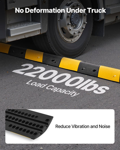 40 in Rubber Speed Bump, 2 Pack, 2 Channel Heavy Duty Traffic Speed Hump, 22000 lbs/Axle Load Capacity, Cable Protector Ramp with Expansion Screws, for Asphalt Concrete Gravel Driveway and Road