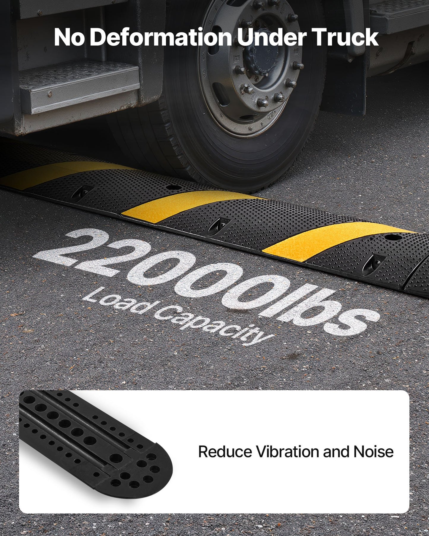 6FT Rubber Speed Bump, 2 Channel, Heavy Duty Traffic Speed Hump, 22000 lbs/axle Load Capacity, 72 in Cable Protector Ramp with Expansion Screws, for Asphalt Concrete Gravel Driveway Road, 1 Pack