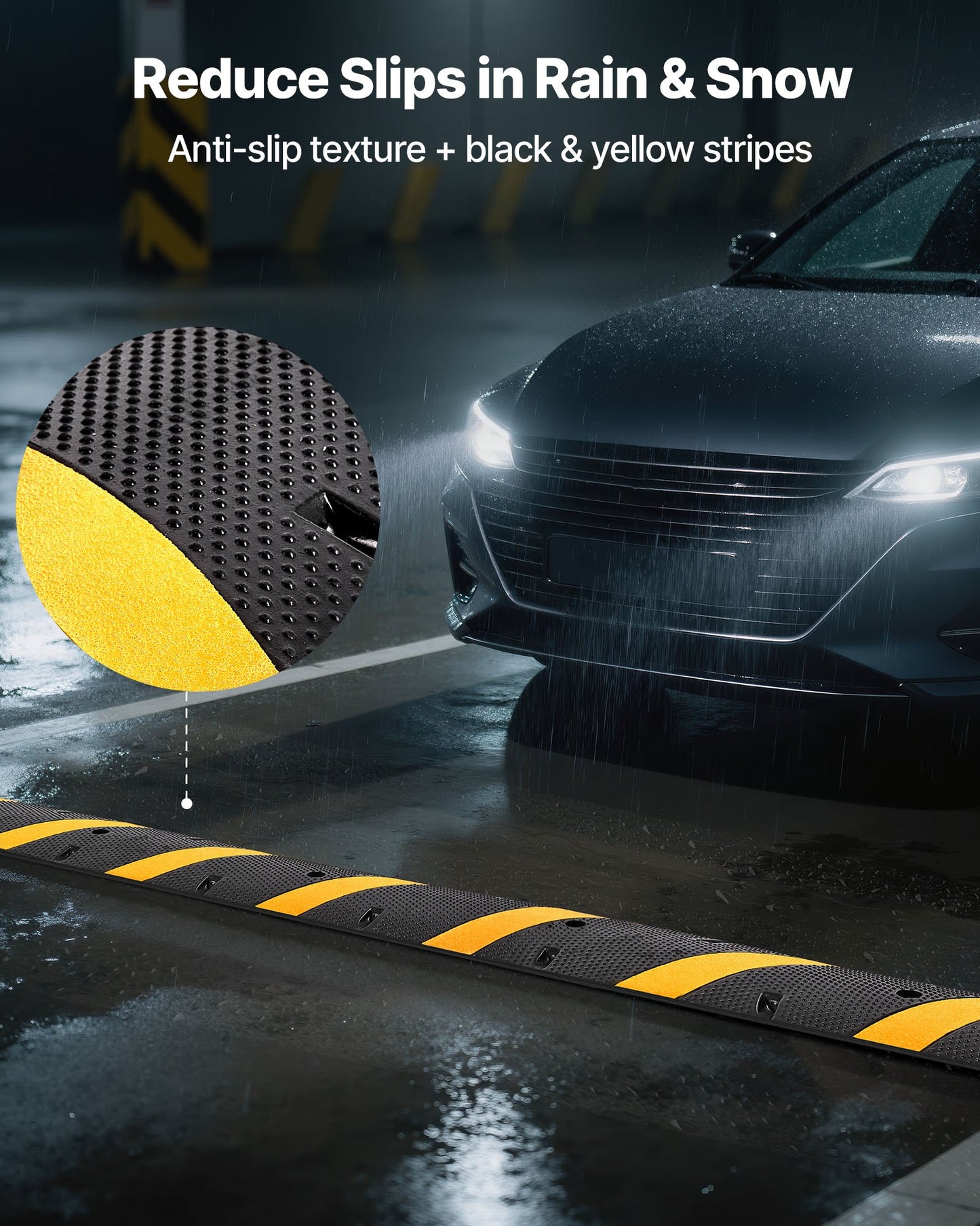 6FT Rubber Speed Bump, 2 Channel, Heavy Duty Traffic Speed Hump, 22000 lbs/axle Load Capacity, 72 in Cable Protector Ramp with Expansion Screws, for Asphalt Concrete Gravel Driveway Road, 1 Pack