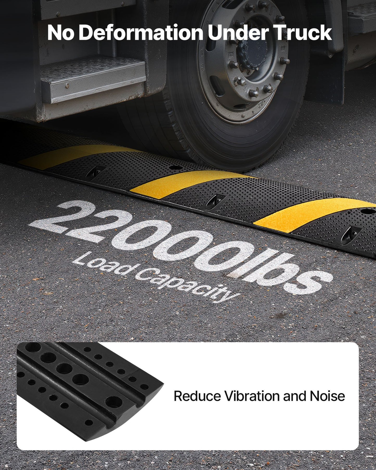 6FT Rubber Speed Bump, 2 Pack, 2 Channel Heavy Duty Traffic Speed Hump, 22000 lbs/Axle Load Capacity, 72 in Cable Protector Ramp with Expansion Screws, for Asphalt Concrete Gravel Driveway Road