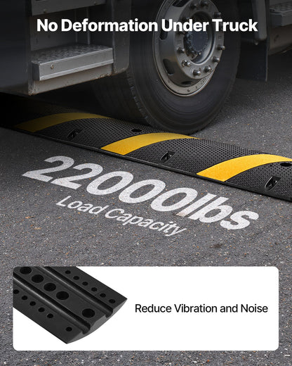 6FT Rubber Speed Bump, 2 Pack, 2 Channel Heavy Duty Traffic Speed Hump, 22000 lbs/Axle Load Capacity, 72 in Cable Protector Ramp with Expansion Screws, for Asphalt Concrete Gravel Driveway Road
