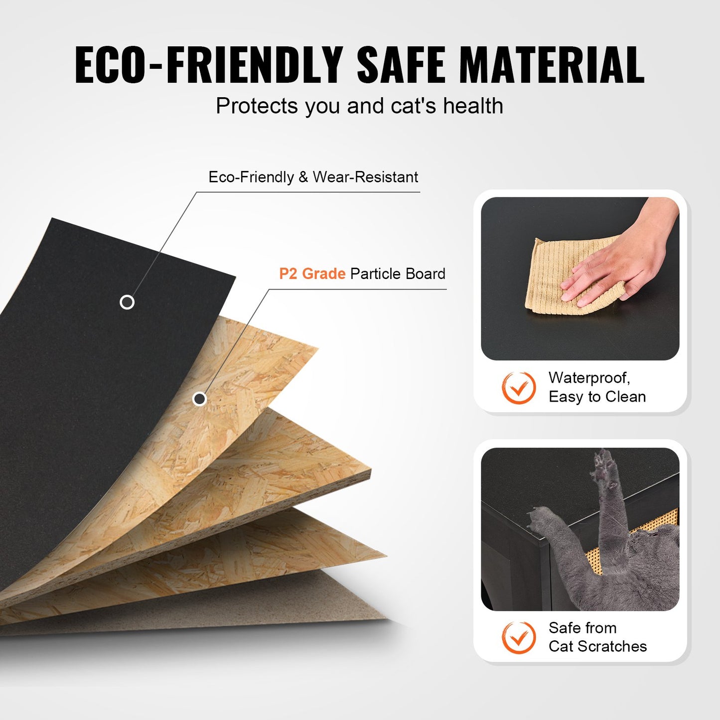 Cat litter box enclosure Wooden cat litter Furniture hidden 2 rooms black