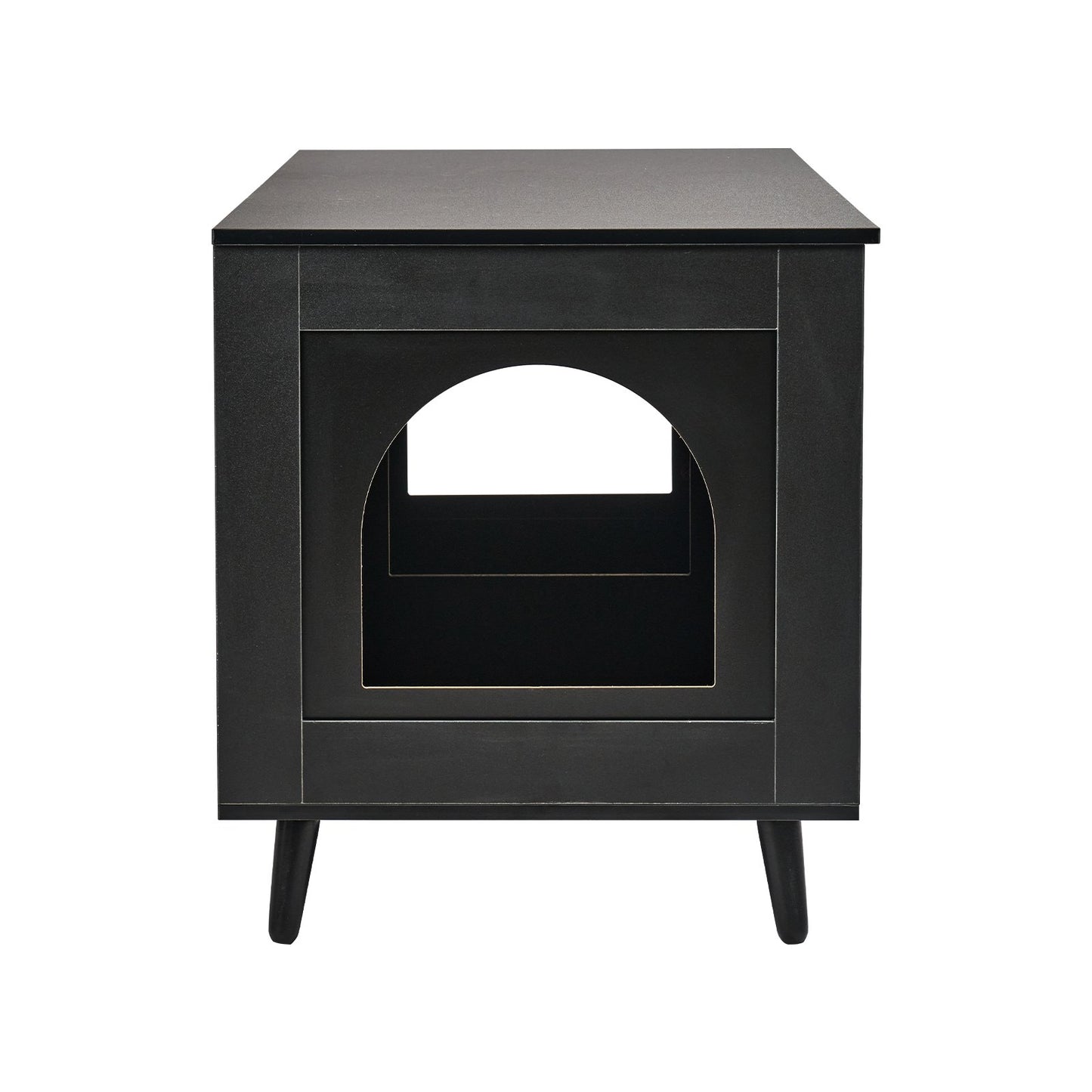 Cat litter box enclosure Wooden cat litter Furniture hidden 2 rooms black