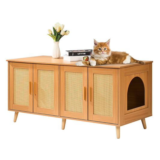 Cat litter box enclosure Wooden litter furniture hidden for 2 cats