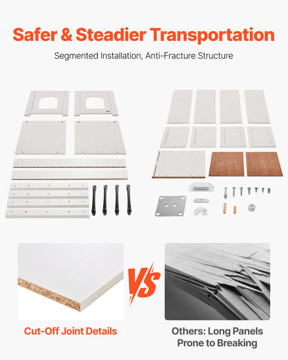 Cat Litter Box Enclosure for Multi Cats, 47.2 in Hidden Litter Box Cabinet with 4 Doors & 2 Entries, Indoor Cat Washroom, Wooden Kitty House Furniture, Fit Most Litterboxes, Brown & White