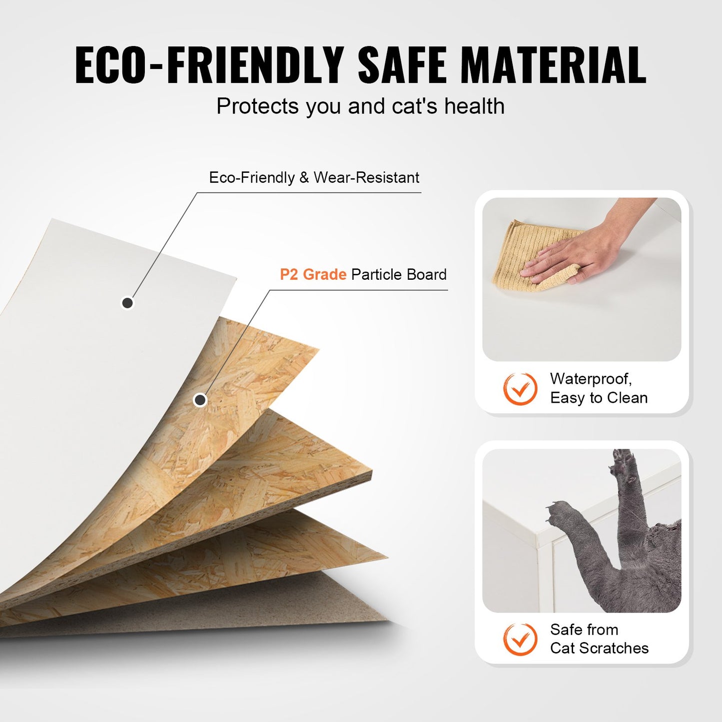 Katzentoilettenschrank, Katzentoilettenmöbel aus Holz, für Katzenstreu, versteckt, 146,8 cm, Weiß