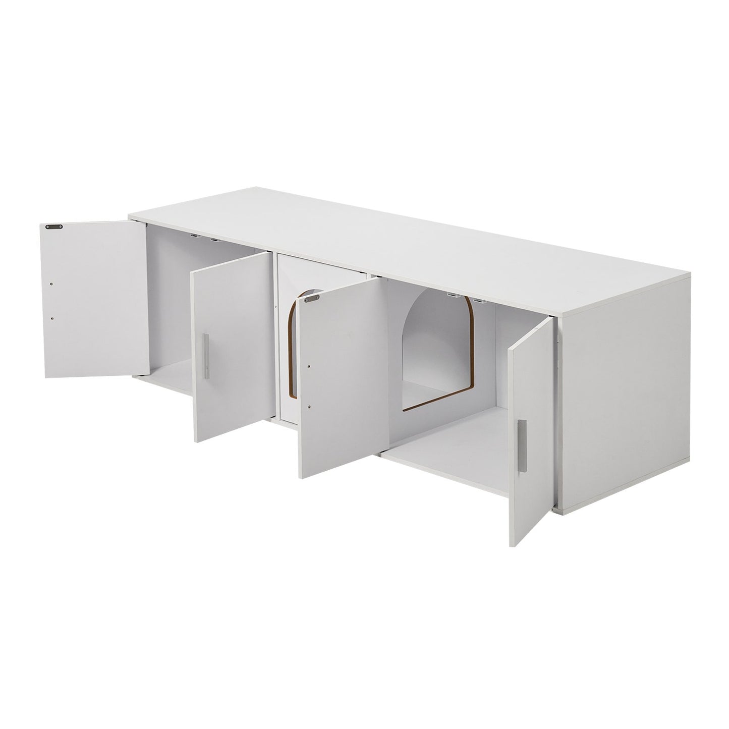 Katzentoilettenschrank, Katzentoilettenmöbel aus Holz, für Katzenstreu, versteckt, 146,8 cm, Weiß