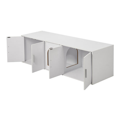 Katzentoilettenschrank, Katzentoilettenmöbel aus Holz, für Katzenstreu, versteckt, 146,8 cm, Weiß