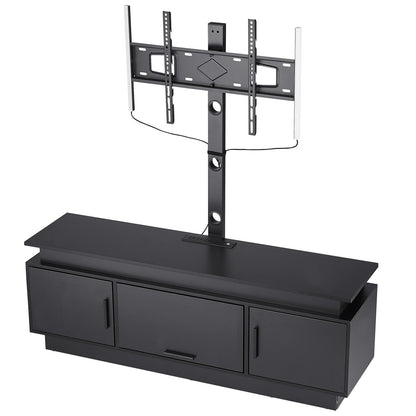 60" TV Stand with Mount for up to 75 in TVs, Entertainment Center with Power Outlet & LED Lights, Height Adjustable TV Console with Mount with 3 Tiers Storage Cabinets for Bedroom, Living Room