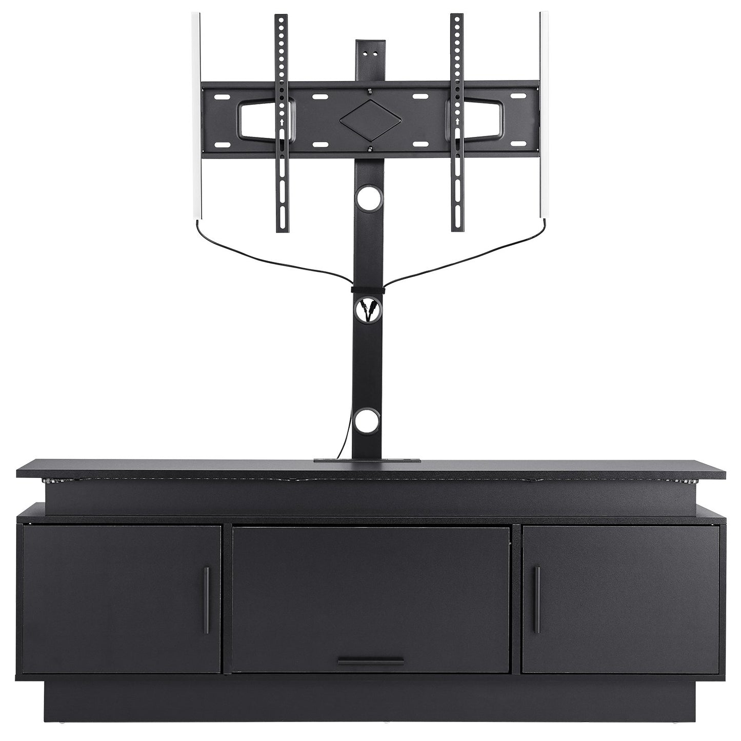 60" TV Stand with Mount for up to 75 in TVs, Entertainment Center with Power Outlet & LED Lights, Height Adjustable TV Console with Mount with 3 Tiers Storage Cabinets for Bedroom, Living Room