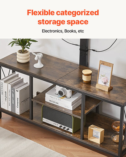 45" TV Stand with Mount for up to 75 in TVs, Entertainment Center with Power Outlet & LED Lights, Height Adjustable TV Console with Mount with 3 Tiers Storage Cabinets for Bedroom, Living Room