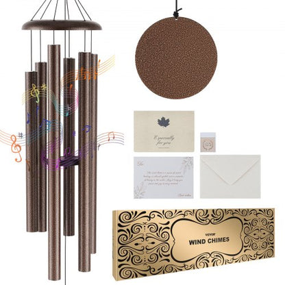 Wind Chimes for Outside, 50", Deep Tone Wind Chimes with 6 Tubes, Unique Large Memorial Wind Chimes for Anniversary, Amazing Outdoor Decor for Your Patio, Porch, Garden and Backyard, Copper Vein