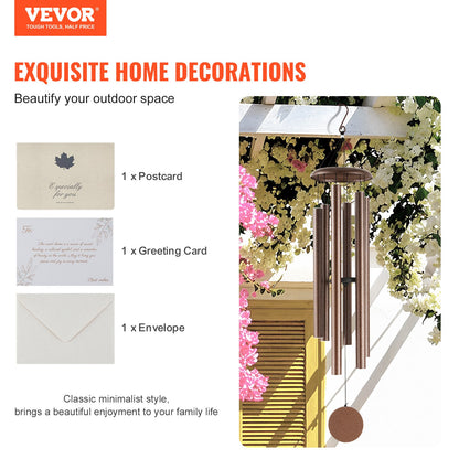 Wind Chimes for Outside, 50", Deep Tone Wind Chimes with 6 Tubes, Unique Large Memorial Wind Chimes for Anniversary, Amazing Outdoor Decor for Your Patio, Porch, Garden and Backyard, Copper Vein