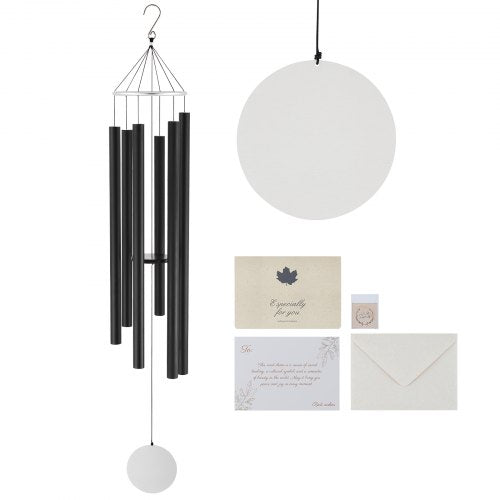 Wind Chimes for Outside, 66 in, Deep Tone Wind Chimes with 6 Tubes, Unique Large Memorial Wind Chimes for Anniversary, Amazing Outdoor Decor for Your Patio, Porch, Garden and Backyard, Black