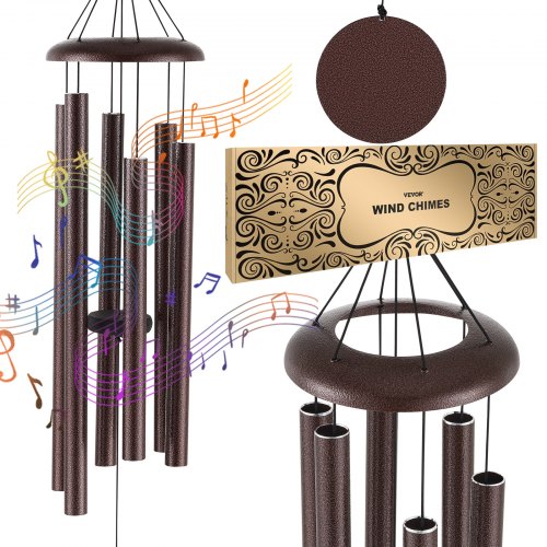 Wind Chimes for Outside, 45 in, Deep Tone Wind Chimes with 6 Tubes, Unique Large Memorial Wind Chimes for Anniversary, Amazing Outdoor Decor for Your Patio, Porch, Garden and Backyard, Bronze