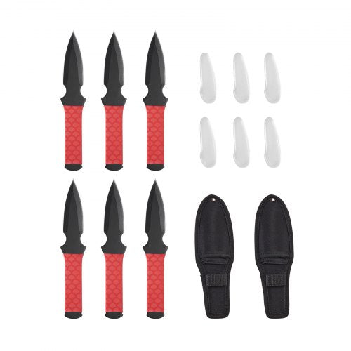 Throwing Knives Set, 6 Pack, 8.9 inch Stainless Steel Well-balanced Knives with Protective Black Nylon Sheath, Ideal Companion for Throwing Products Axes, Sturdy for Recreation and Competition