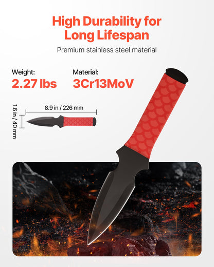 Throwing Knives Set, 6 Pack, 8.9 inch Stainless Steel Well-balanced Knives with Protective Black Nylon Sheath, Ideal Companion for Throwing Products Axes, Sturdy for Recreation and Competition