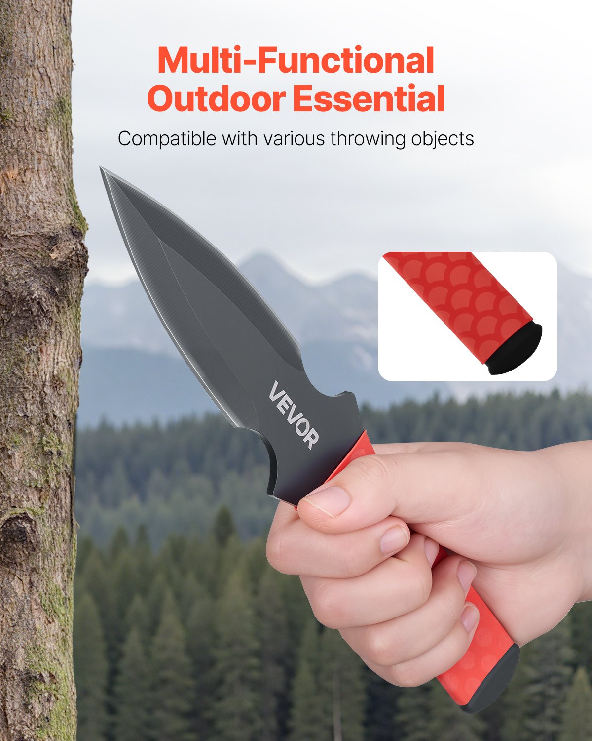 Throwing Knives Set, 6 Pack, 8.9 inch Stainless Steel Well-balanced Knives with Protective Black Nylon Sheath, Ideal Companion for Throwing Products Axes, Sturdy for Recreation and Competition