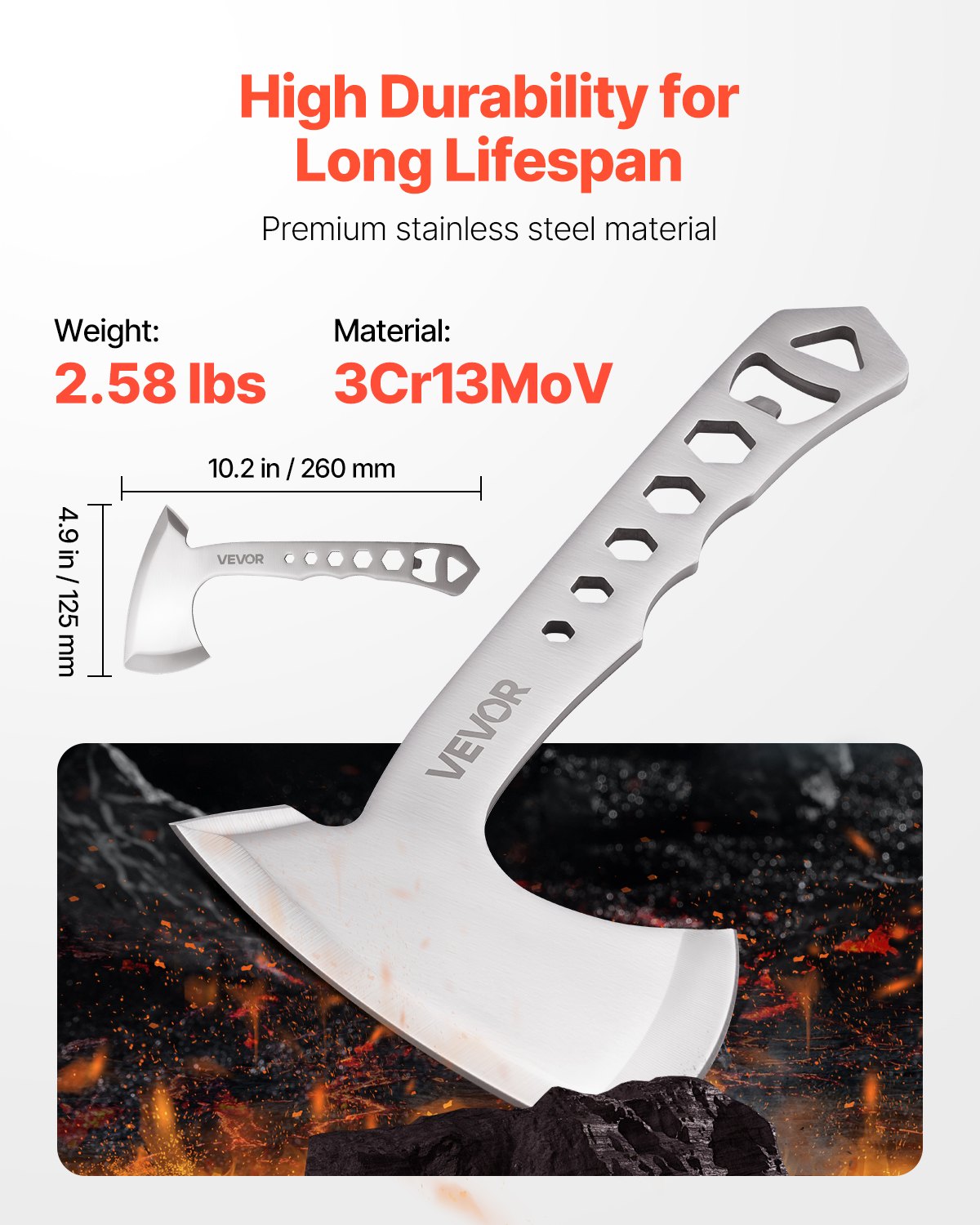 Throwing Axes and Tomahawks, 3 Pack Hatchet Axes and 3 Pack Knives Throwing Products Set, Handle with Wrench and Bottle Opener, Stainless Steel, Black Nylon Sheath, for Recreation Competition