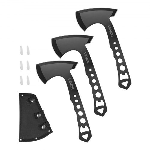 Throwing Axes and Tomahawks, 3 Pack Axe Throwing Hatchet Set, Multi-Functional Handle with Wrench and Bottle Opener, Stainless Steel, with Black Nylon Sheath, for Recreation and Competition