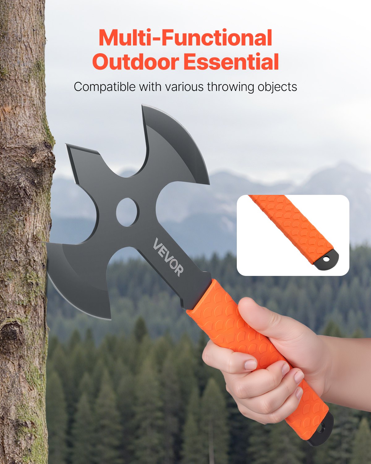 Throwing Axes and Tomahawks, 3 Pack 13.4 inch Triple Edge Axe Throwing Hatchet Set, Stainless Steel Head with Non-Slip TPR Rubber Handle, with Black Nylon Sheath, for Recreation and Competition