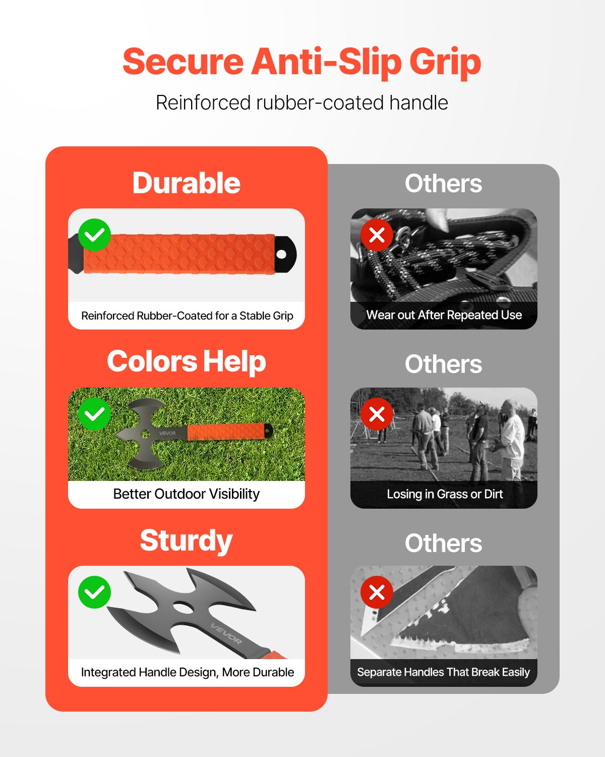 Throwing Axes and Tomahawks, 3 Pack 13.4 inch Triple Edge Axe Throwing Hatchet Set, Stainless Steel Head with Non-Slip TPR Rubber Handle, with Black Nylon Sheath, for Recreation and Competition