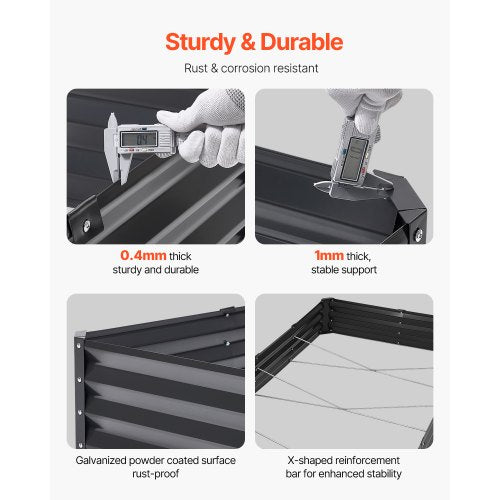 Upphöjd trädgårdsbädd i metall 2,4x1,2x3,6 m förzinkad blomlåda mörkgrå |  EU