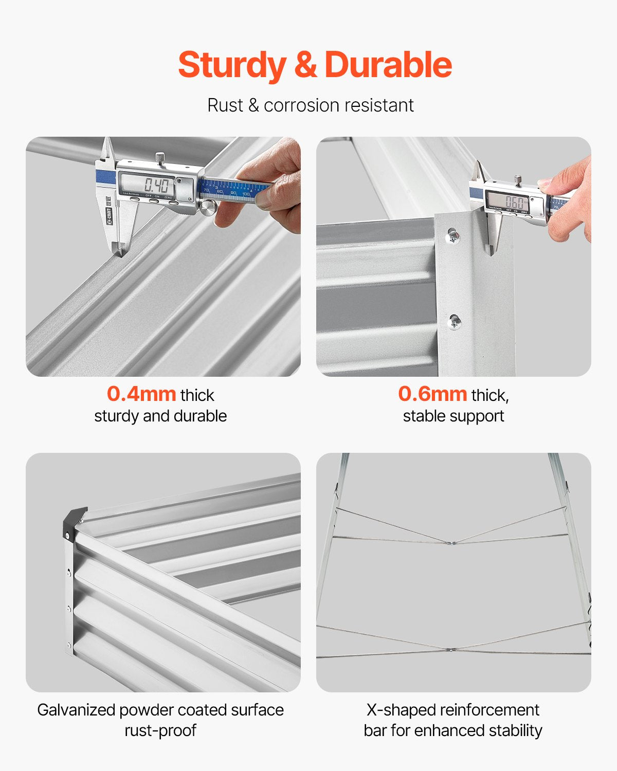 Metall-Hochbeet 12x4x1 ft Outdoor Verzinkter Pflanzkasten Silber