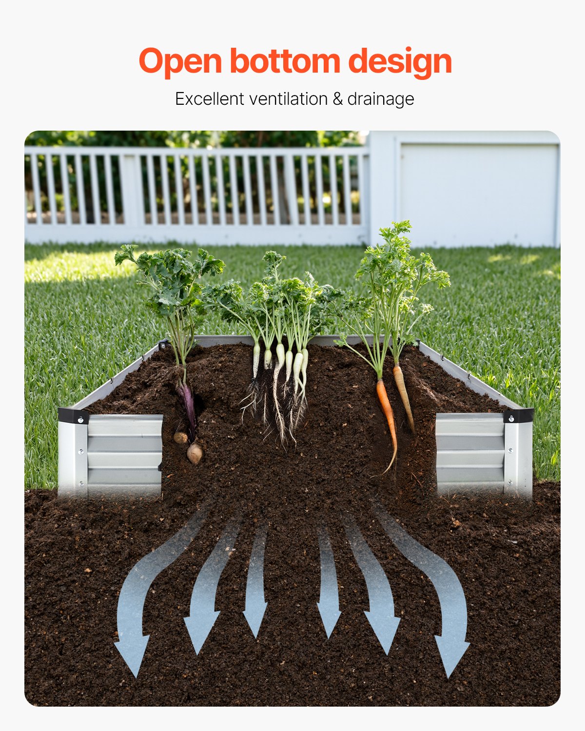 Metall-Hochbeet 12x4x1 ft Outdoor Verzinkter Pflanzkasten Silber