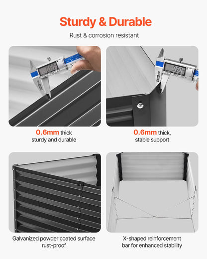 Metall angehoben Garten Bett 6x3x1.5ft Outdoor Galvanisiert Pflanzer Box Dark Grey