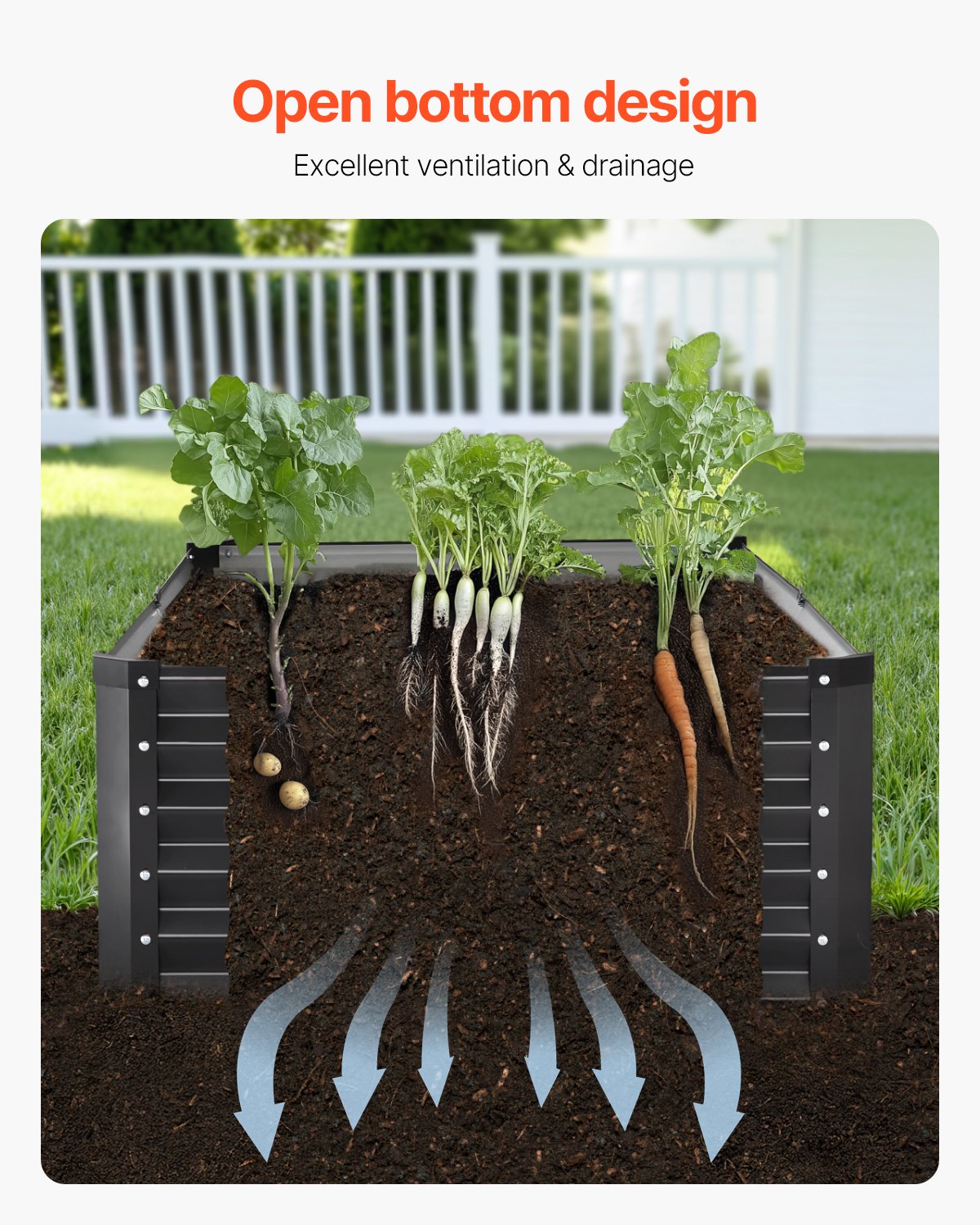 Metall angehoben Garten Bett 6x3x1.5ft Outdoor Galvanisiert Pflanzer Box Dark Grey