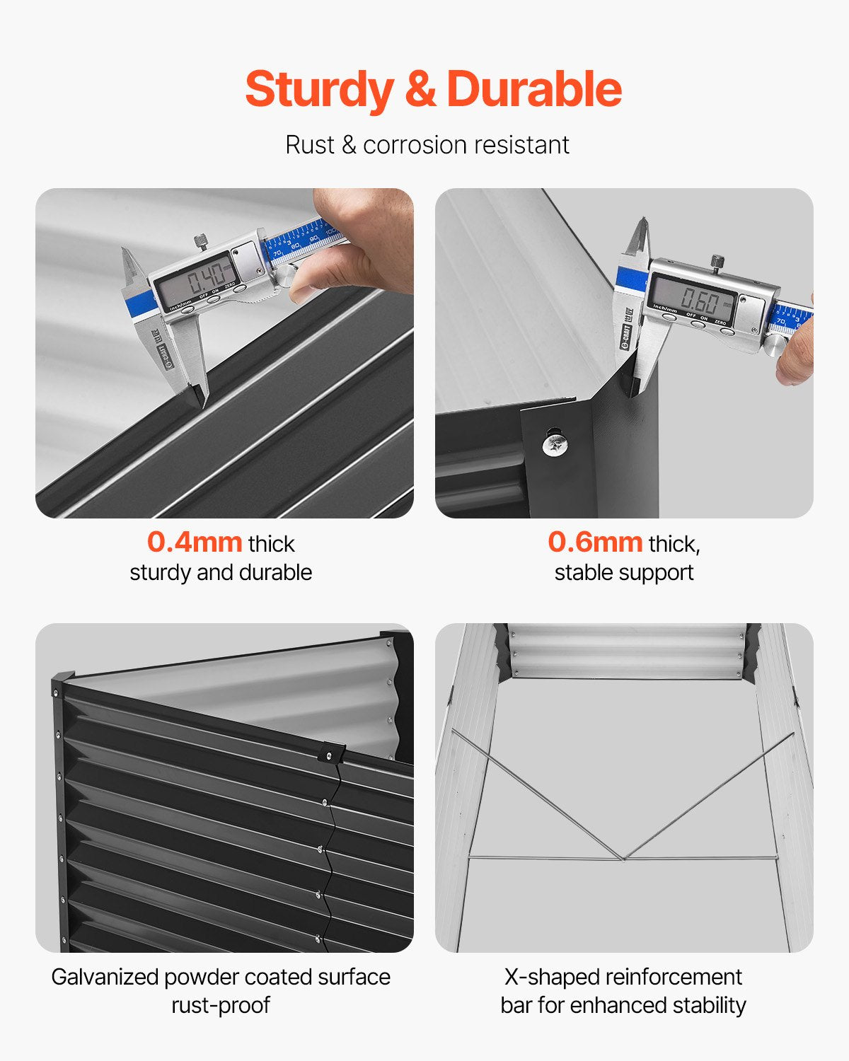 Metall angehoben Garten Bett 6x3x2ft Outdoor Galvanisiert Pflanzer Box Dark Grey