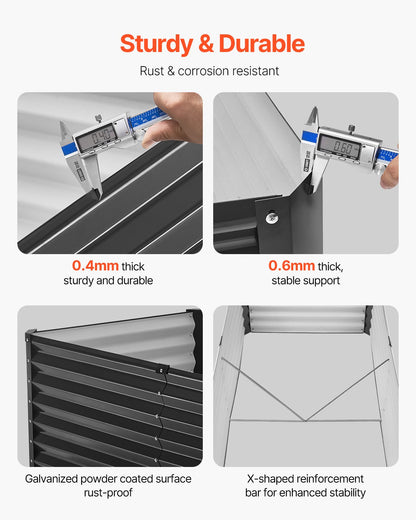 Metall angehoben Garten Bett 6x3x2ft Outdoor Galvanisiert Pflanzer Box Dark Grey
