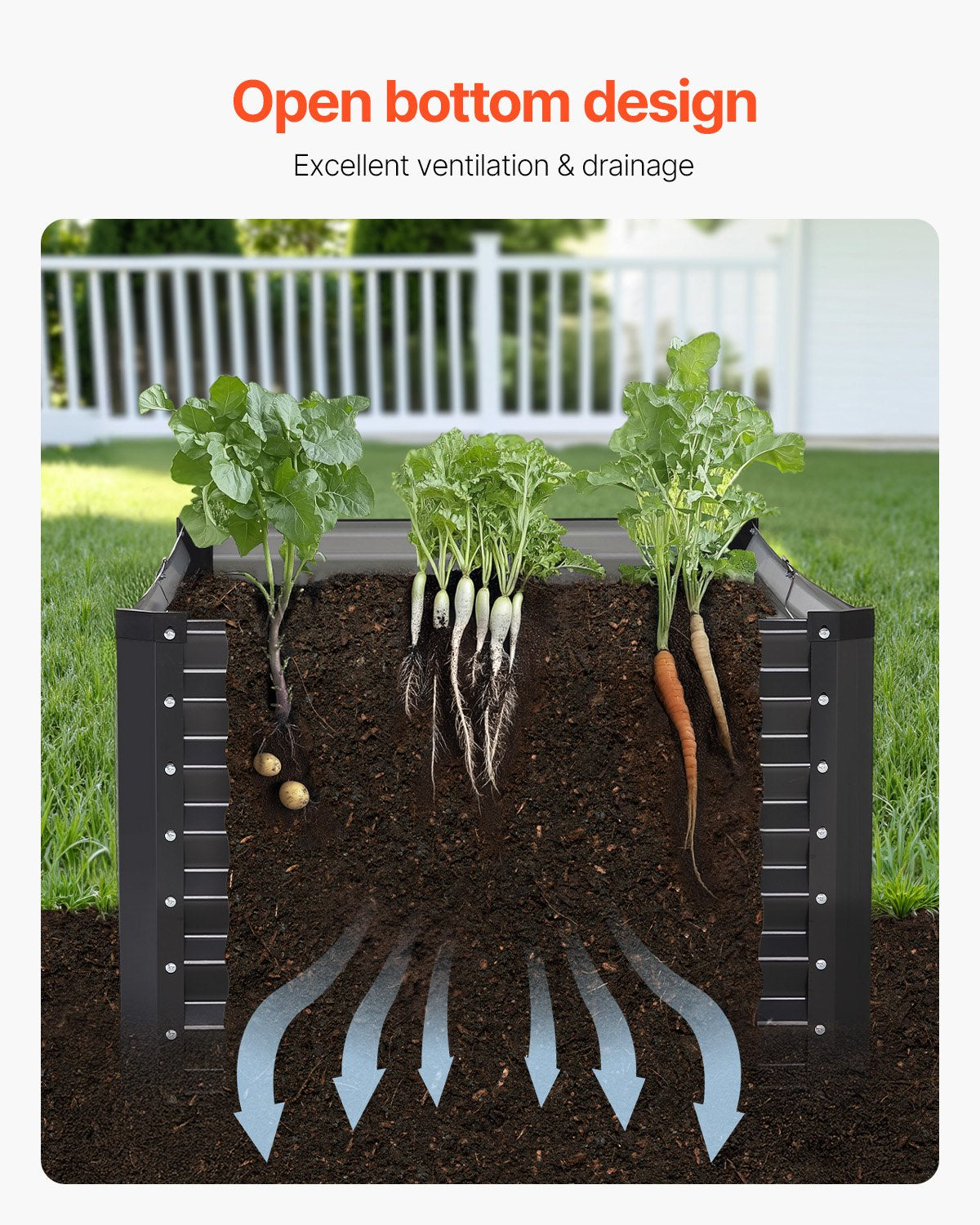 Metall angehoben Garten Bett 6x3x2ft Outdoor Galvanisiert Pflanzer Box Dark Grey