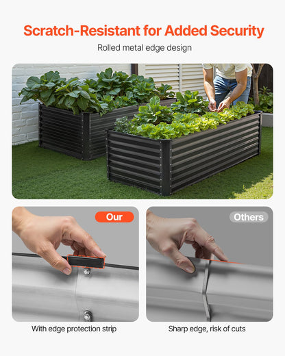 Metal Raised Garden Bed, 6 x 3 x 2 ft Outdoor Galvanized Planter Box, with Open Bottom, Large Planter Raised Bed for Gardening Vegetables, Flowers, Herbs, and Succulent Plants, Dark Gray