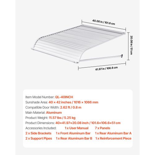Fönstermarkis Dörrmarkis 40x42 i aluminiumlegering Ytterdörrsmarkiser