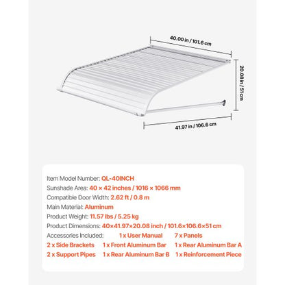Fönstermarkis Dörrmarkis 40x42 i aluminiumlegering Ytterdörrsmarkiser