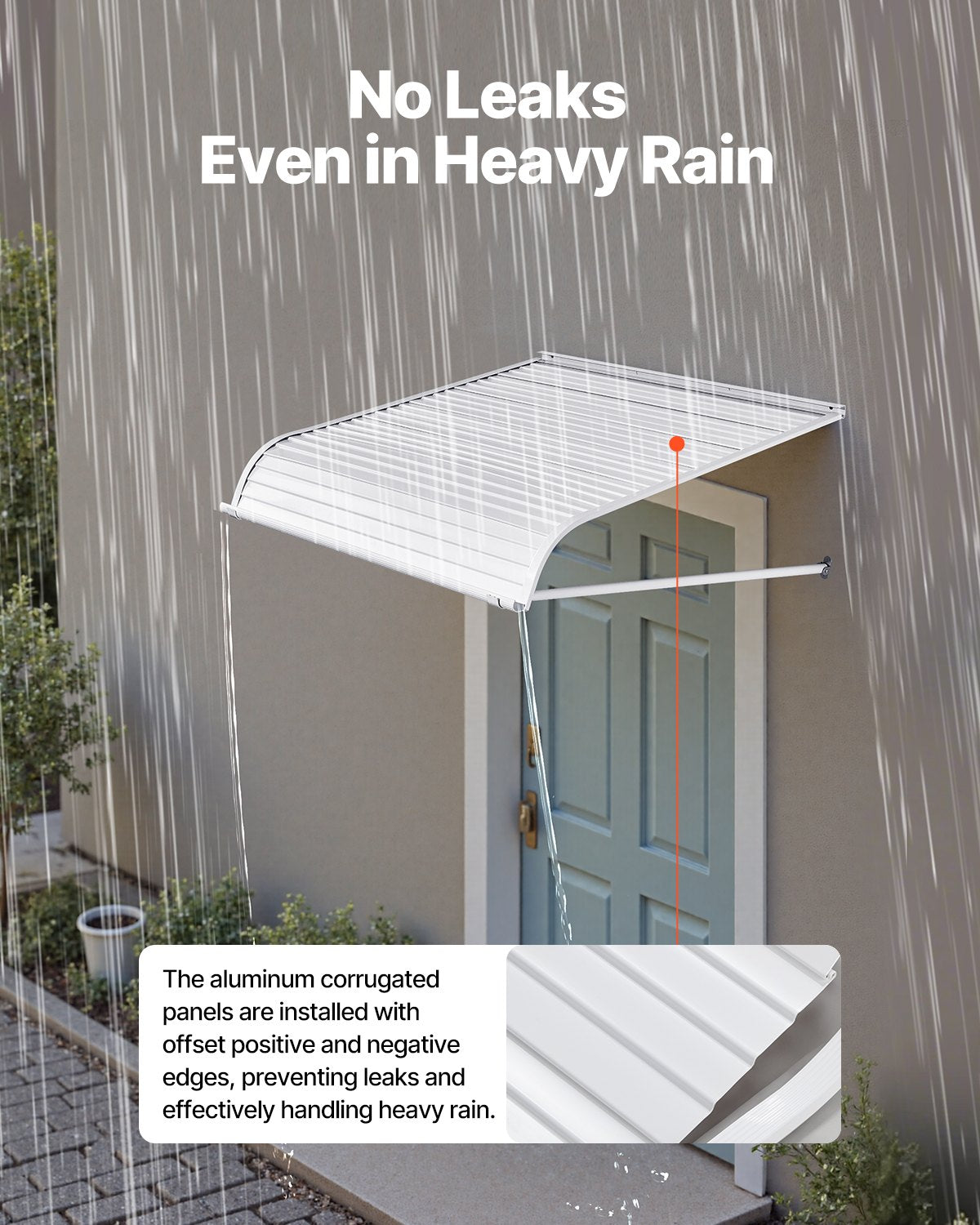 Aluminum Awning 40 x 42 in, Durable Window Awning Door Canopy, Lightweight and Stable Aluminum Exterior Awnings Rain Snow Sunlight Protection for Door Entrance Windows Patio Porch