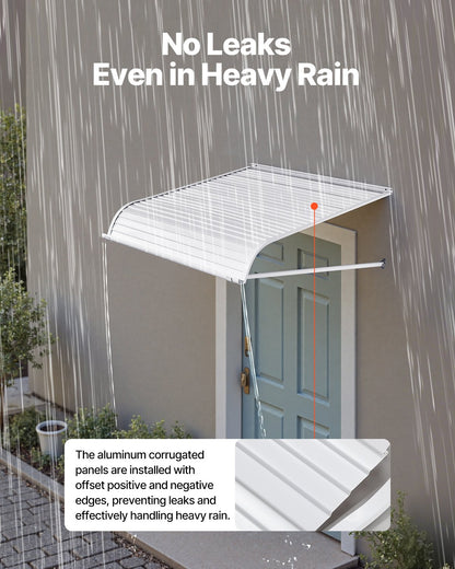 Aluminum Awning 40 x 42 in, Durable Window Awning Door Canopy, Lightweight and Stable Aluminum Exterior Awnings Rain Snow Sunlight Protection for Door Entrance Windows Patio Porch