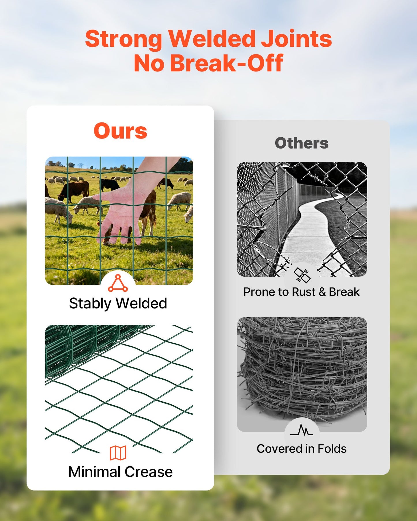 Farm Fence, 39 x 787 in, 4 x 4 in Mesh 2.1mm Galvanized Steel Wire Fencing for Cattle, Hog & Sheep, Heavy Duty Vinyl Coated Livestock Fence for Animal Enclosures, Cage Wire, Garden Fences, Green