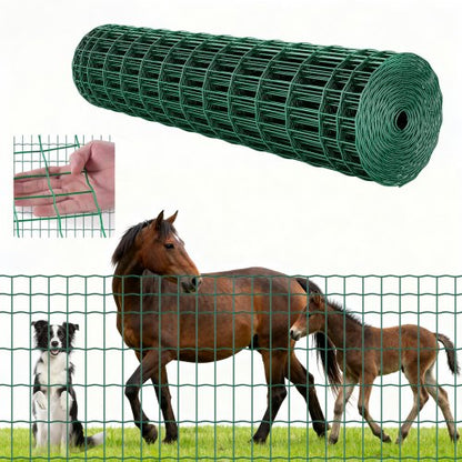 Farm Fence, 47 x 984 in, 2 x 4 in Mesh 2.1mm Galvanized Steel Wire Fencing for Cattle, Hog & Sheep, Heavy Duty Vinyl Coated Livestock Fence for Animal Enclosures, Cage Wire, Garden Fences, Green