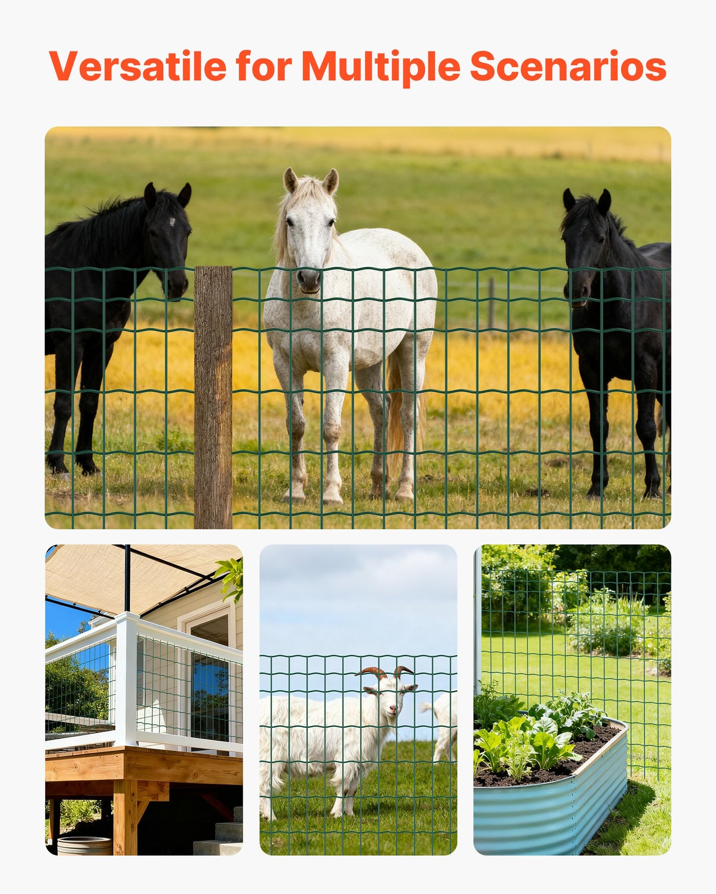 Farm Fence, 47 x 984 in, 2 x 4 in Mesh 2.1mm Galvanized Steel Wire Fencing for Cattle, Hog & Sheep, Heavy Duty Vinyl Coated Livestock Fence for Animal Enclosures, Cage Wire, Garden Fences, Green