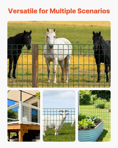 Farm Fence, 47 x 984 in, 2 x 4 in Mesh 2.1mm Galvanized Steel Wire Fencing for Cattle, Hog & Sheep, Heavy Duty Vinyl Coated Livestock Fence for Animal Enclosures, Cage Wire, Garden Fences, Green