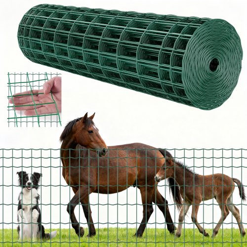 Farm Fence, 39 x 984 in, 2 x 4 in Mesh 2.1mm Galvanized Steel Wire Fencing for Cattle, Hog & Sheep, Heavy Duty Vinyl Coated Livestock Fence for Animal Enclosures, Cage Wire, Garden Fences, Green