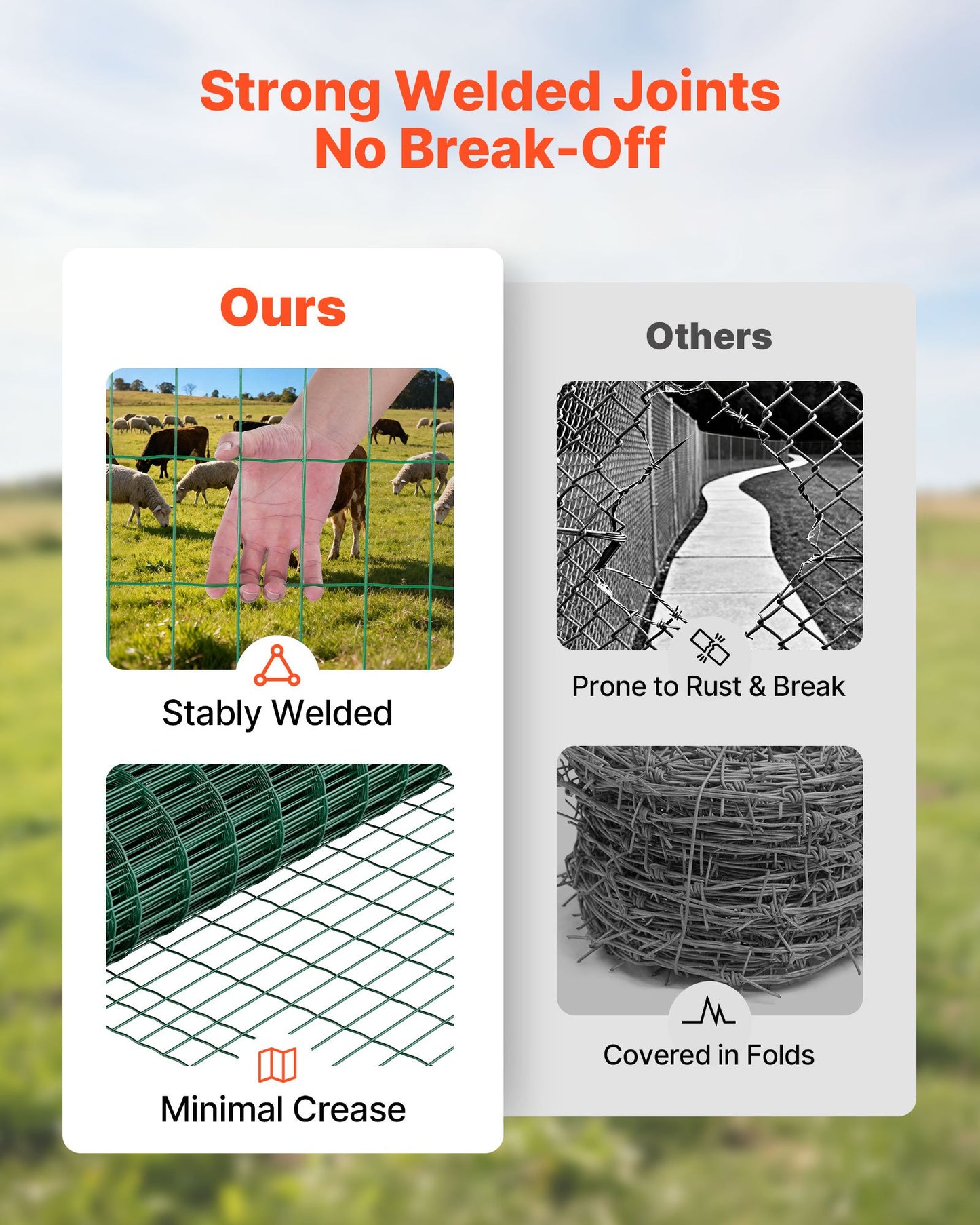 Farm Fence, 39 x 984 in, 2 x 4 in Mesh 2.1mm Galvanized Steel Wire Fencing for Cattle, Hog & Sheep, Heavy Duty Vinyl Coated Livestock Fence for Animal Enclosures, Cage Wire, Garden Fences, Green