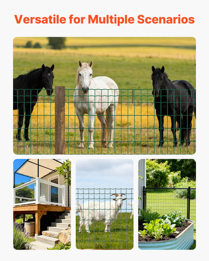 Farm Fence, 39 x 984 in, 2 x 4 in Mesh 2.1mm Galvanized Steel Wire Fencing for Cattle, Hog & Sheep, Heavy Duty Vinyl Coated Livestock Fence for Animal Enclosures, Cage Wire, Garden Fences, Green