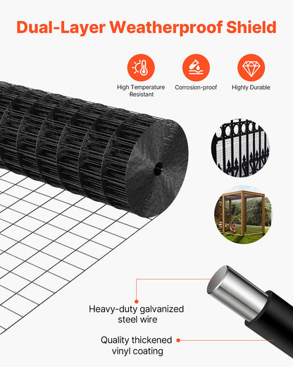 Hardware Cloth 24 in x 25 ft, 2 x 3 in Mesh 16 Gauge Galvanized Wire Mesh Roll, Weather-Resistant Vinyl Coated Chicken Wire Fencing, Heavy Duty Welded Garden Plant Fencing for Rabbit Cage Snake